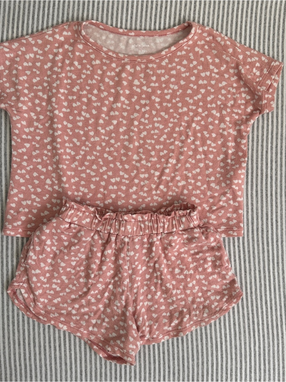 Plain Jane 18-24m Pink Heart Print Girls' Pajama Set